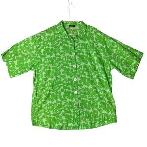 Parfois Collection Women's Kelly Green Floral Fine Handkerchief Cotton Sz M